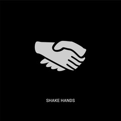 white shake hands vector icon on black background. modern flat shake hands from education concept vector sign symbol can be use for web, mobile and logo.