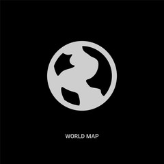 white world map vector icon on black background. modern flat world map from education concept vector sign symbol can be use for web, mobile and logo.