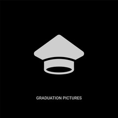 white graduation pictures vector icon on black background. modern flat graduation pictures from education concept vector sign symbol can be use for web, mobile and logo.