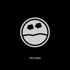 white pictures vector icon on black background. modern flat pictures from education concept vector sign symbol can be use for web, mobile and logo.