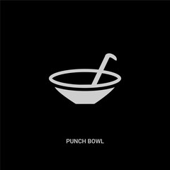 white punch bowl vector icon on black background. modern flat punch bowl from education concept vector sign symbol can be use for web, mobile and logo.