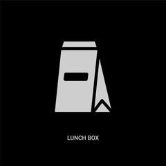 white lunch box vector icon on black background. modern flat lunch box from education concept vector sign symbol can be use for web, mobile and logo.