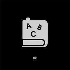 white abc vector icon on black background. modern flat abc from education concept vector sign symbol can be use for web, mobile and logo.