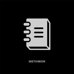 Fototapeta premium white sketchbook vector icon on black background. modern flat sketchbook from edit concept vector sign symbol can be use for web, mobile and logo.