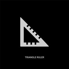 white triangle ruler vector icon on black background. modern flat triangle ruler from edit concept vector sign symbol can be use for web, mobile and logo.