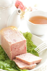 luncheon meat on lettuce with copy space