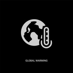 white global warming vector icon on black background. modern flat global warming from ecology concept vector sign symbol can be use for web, mobile and logo.