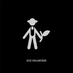 Obraz premium white eco volunteer vector icon on black background. modern flat eco volunteer from ecology concept vector sign symbol can be use for web, mobile and logo.