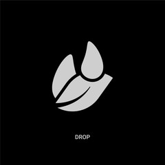 white drop vector icon on black background. modern flat drop from ecology concept vector sign symbol can be use for web, mobile and logo.