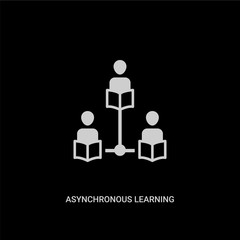 white asynchronous learning vector icon on black background. modern flat asynchronous learning from elearning and education concept vector sign symbol can be use for web, mobile and logo.