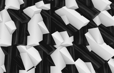 Fototapeta premium 3d rendering. futuristic white and black mix polygon shape pattern for modern design wall background.