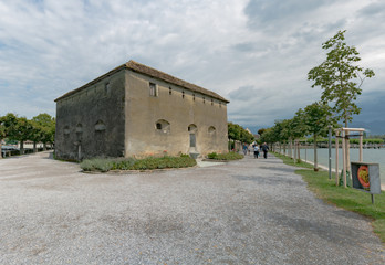 old battlements and defense walls in the historic city of Rapperswil on Lake Zurich