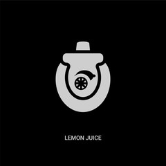 white lemon juice vector icon on black background. modern flat lemon juice from drinks concept vector sign symbol can be use for web, mobile and logo.