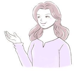 手を差し出す中年女性