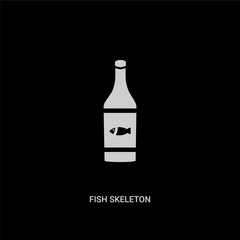 white fish skeleton vector icon on black background. modern flat fish skeleton from drinks concept vector sign symbol can be use for web, mobile and logo.