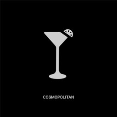 white cosmopolitan vector icon on black background. modern flat cosmopolitan from drinks concept vector sign symbol can be use for web, mobile and logo.