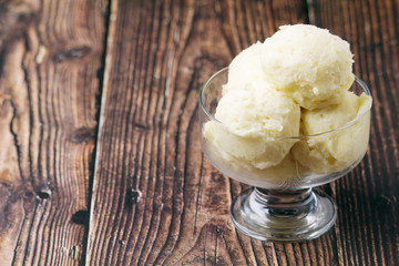 Ice cream scoops in an ice cream bowl	