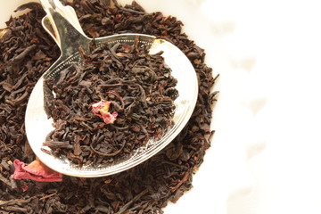 Dried rose and tea leaves