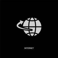 white internet vector icon on black background. modern flat internet from digital economy concept vector sign symbol can be use for web, mobile and logo.
