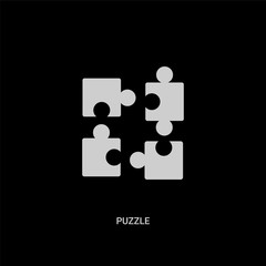 white puzzle vector icon on black background. modern flat puzzle from digital economy concept vector sign symbol can be use for web, mobile and logo.
