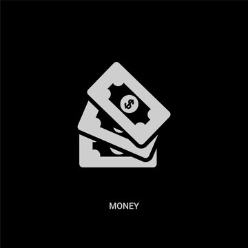 white money vector icon on black background. modern flat money from digital economy concept vector sign symbol can be use for web, mobile and logo.