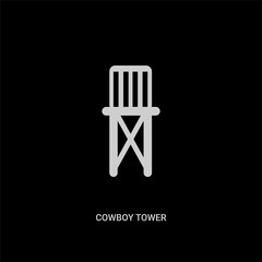 white cowboy tower vector icon on black background. modern flat cowboy tower from desert concept vector sign symbol can be use for web, mobile and logo.