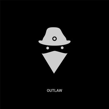 white outlaw vector icon on black background. modern flat outlaw from desert concept vector sign symbol can be use for web, mobile and logo.