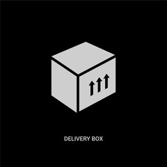 white delivery box vector icon on black background. modern flat delivery box from delivery and logistic concept vector sign symbol can be use for web, mobile and logo.