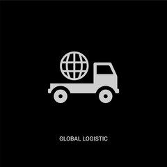 white global logistic vector icon on black background. modern flat global logistic from delivery and logistic concept vector sign symbol can be use for web, mobile and logo.