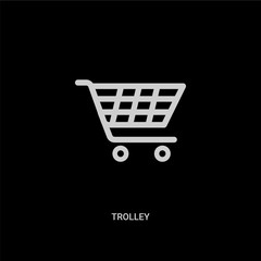 white trolley vector icon on black background. modern flat trolley from delivery and logistic concept vector sign symbol can be use for web, mobile and logo.
