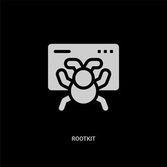 white rootkit vector icon on black background. modern flat rootkit from cyber concept vector sign symbol can be use for web, mobile and logo.