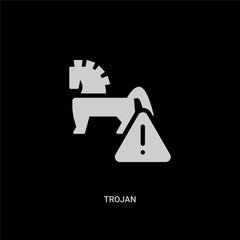 white trojan vector icon on black background. modern flat trojan from cyber concept vector sign symbol can be use for web, mobile and logo.