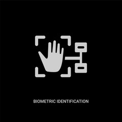 white biometric identification vector icon on black background. modern flat biometric identification from cyber concept vector sign symbol can be use for web, mobile and logo.