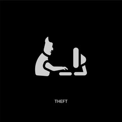white theft vector icon on black background. modern flat theft from cyber concept vector sign symbol can be use for web, mobile and logo.