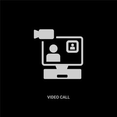 white video call vector icon on black background. modern flat video call from customer service concept vector sign symbol can be use for web, mobile and logo.