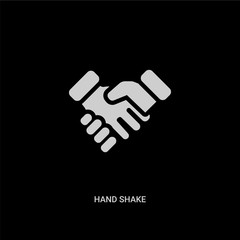 Obraz premium white hand shake vector icon on black background. modern flat hand shake from customer service concept vector sign symbol can be use for web, mobile and logo.