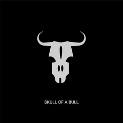 white skull of a bull vector icon on black background. modern flat skull of a bull from culture concept vector sign symbol can be use for web, mobile and logo.