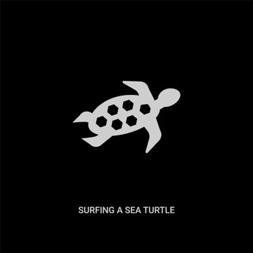 white surfing a sea turtle vector icon on black background. modern flat surfing a sea turtle from culture concept vector sign symbol can be use for web, mobile and logo.