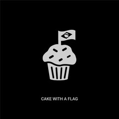 white cake with a flag vector icon on black background. modern flat cake with a flag from culture concept vector sign symbol can be use for web, mobile and logo.