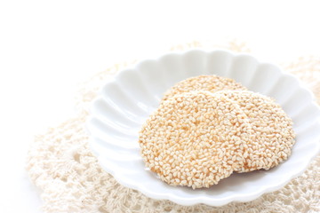 Chinese confectionery, sesame cookie on dish