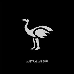 white australian emu vector icon on black background. modern flat australian emu from culture concept vector sign symbol can be use for web, mobile and logo.