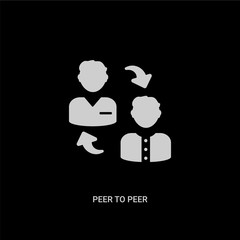 white peer to peer vector icon on black background. modern flat peer to from cryptocurrency economy concept vector sign symbol can be use for web, mobile and logo.