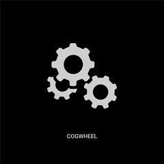 white cogwheel vector icon on black background. modern flat cogwheel from creative process concept vector sign symbol can be use for web, mobile and logo.
