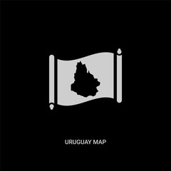 white uruguay map vector icon on black background. modern flat uruguay map from countrymaps concept vector sign symbol can be use for web, mobile and logo.