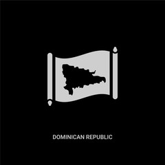 white dominican republic map vector icon on black background. modern flat dominican republic map from countrymaps concept vector sign symbol can be use for web, mobile and logo.