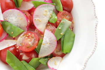 Vegetarian salad, radish and tomato sesame salad