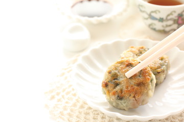Chinese food, leek dumpling gyoza for Yum Cha 