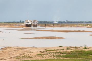 Drought of water sources. The impact of rain does not fall seasonally. Reservoir condition for drought consumption.