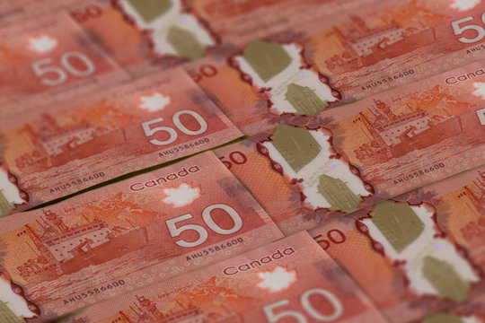 Canadian money background. Canada dollars pattern. CAD
