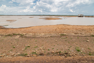Drought of water sources. The impact of rain does not fall seasonally. Reservoir condition for drought consumption.